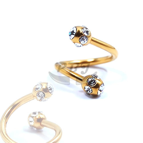 16G Twister, Multi Stone-Gold Steel
