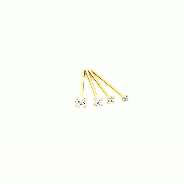 20G Nose Stud, CZ Prong Set Fishtail-Gold Steel & Rose Gold