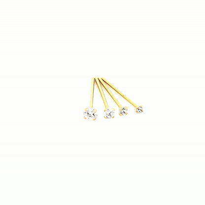 20G Nose Stud, CZ Prong Set Fishtail-Gold Steel & Rose Gold