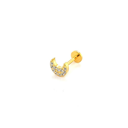 18G Labret- Casting CZ Moon- Gold Steel