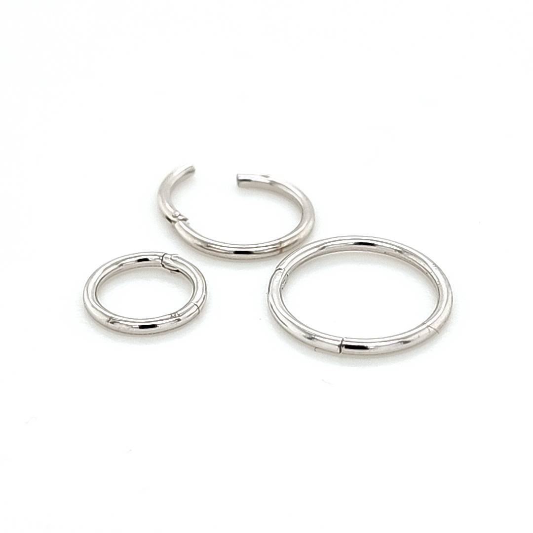 14K White Gold- 18g/16g Plain Hinged Segment