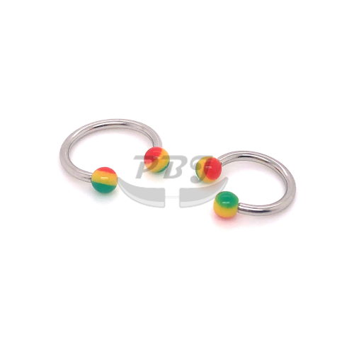 16G Acrylic CBB Horseshoe- Rasta