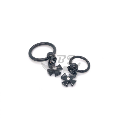 16G/14G Jeweled Irish Cross BCR-Black Steel