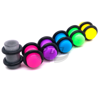 Acrylic Plug w/O-Ring- Neon, 14G~00G