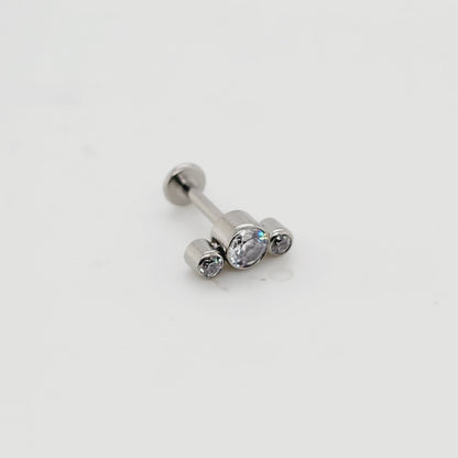 18g/16g Labret- Casting 3 CZ Cluster