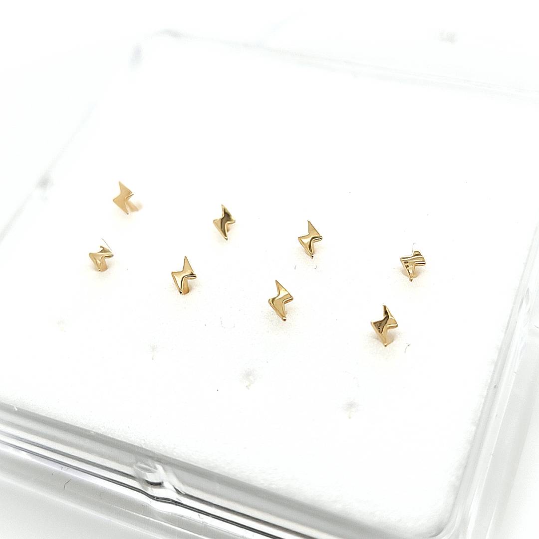 14K Gold- 22G Nose Lightning Bolt