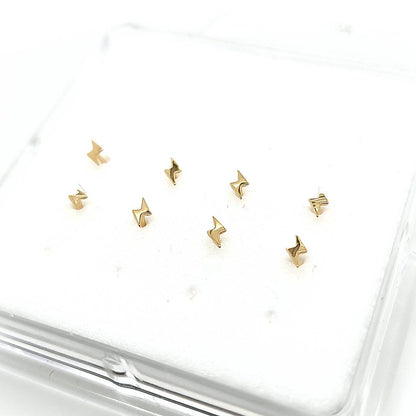 14K Gold- 22G Nose Lightning Bolt