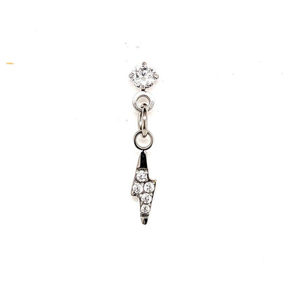 18g Labret- Casting CZ Lighting Bolt Dangle- 316L S. Steel