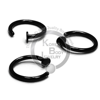 20G Hoop w/Stopper -Black Steel