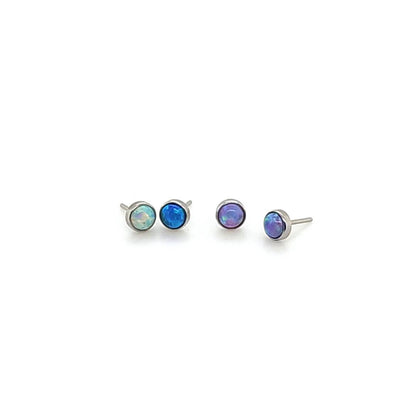 3mm Opal Bezel Set W/ Push Pin - 316L S. Steel