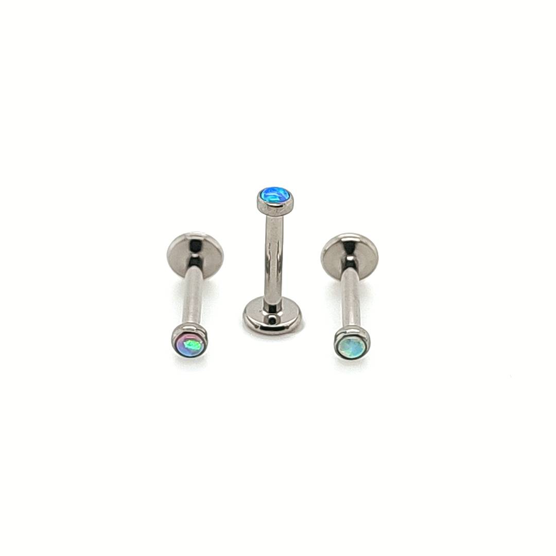 Opal Bezel Set Internally Threaded Labret- F136 Eli Titanium