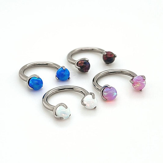 Opal Internally Threaded Claw Set Horseshoe 16g-F136 Eli Titanium