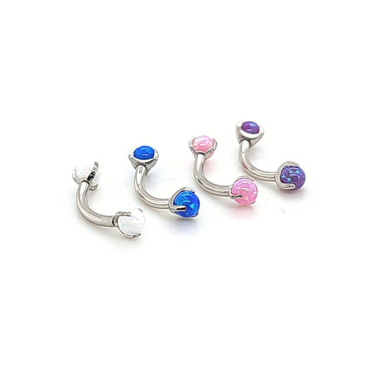 16G Eyebrow, Opal Claw Set -316L S. Steel