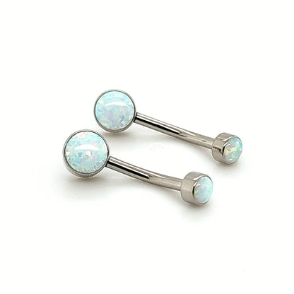 Opal Internally Threaded Mini Drum Navel Ring-F136