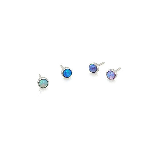 2.5mm Opal Bezel Set W/ Push Pin - 316L S. Steel