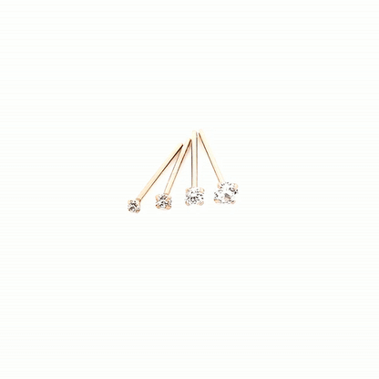 20G Nose Stud, CZ Prong Set Fishtail-Gold Steel & Rose Gold