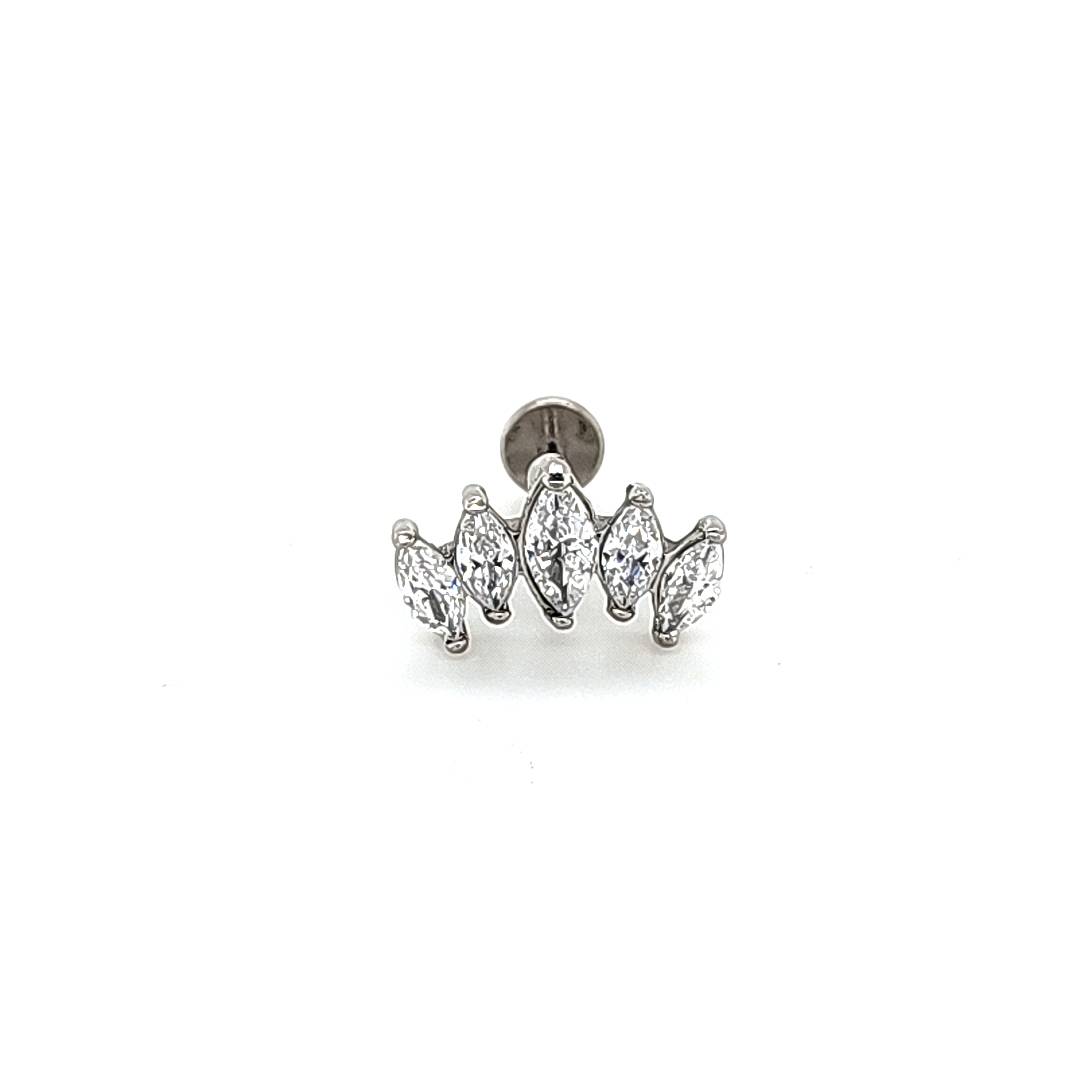 18g Labret- Casting CZ Crown- 316L S. Steel