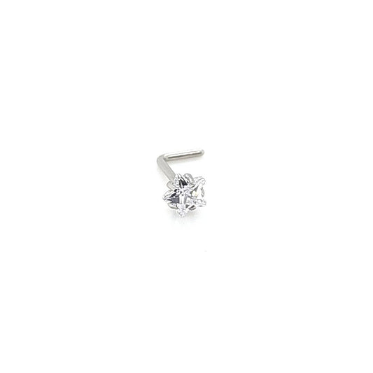 20G  L Shape Star CZ Set -316L S. Steel