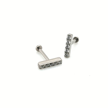 5 CZ Stick Push Labret - F136 Titanium