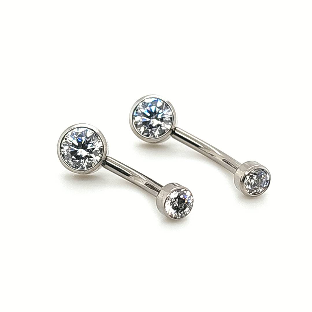 Internally Threaded CZ Mini Drum Navel Ring - F136 Eli Titanium