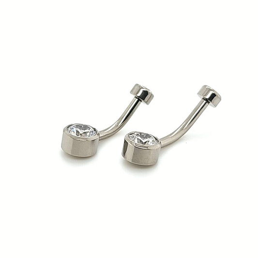 Internally Threaded CZ Mini Drum Navel Ring - F136 Eli Titanium