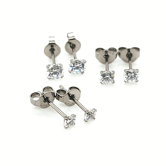 Prong Set Ear Stud - F136 Eli Titanium