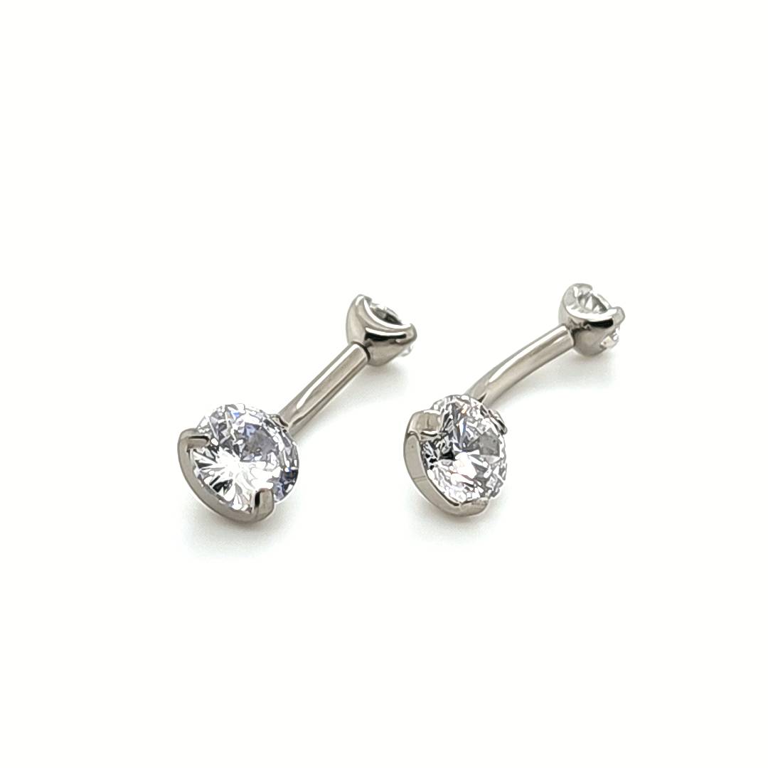 Mini CZ Navel Ring Internally Threaded - F136 Eli Titanium