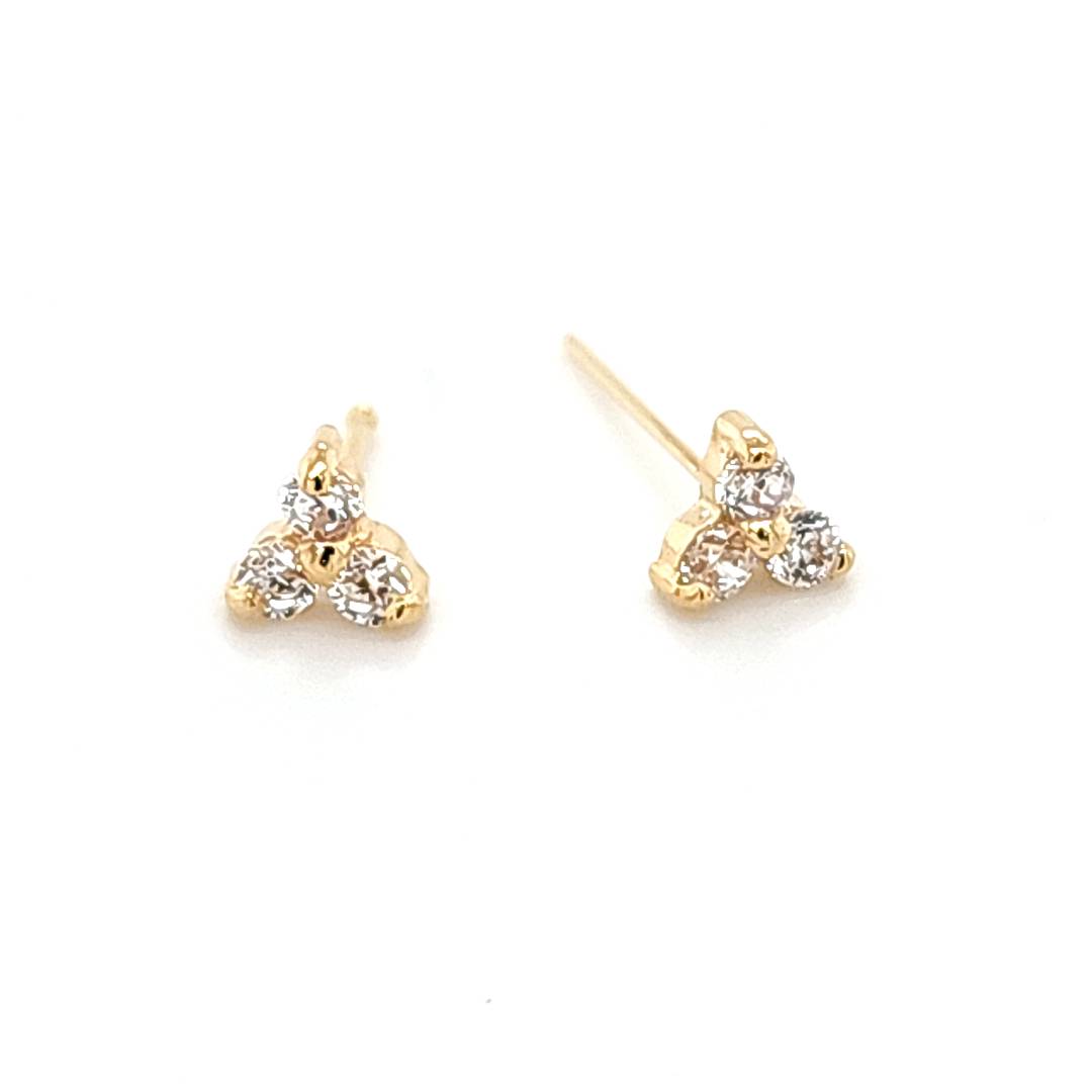 14K Gold- 22G CZ Trinity Nose Stud