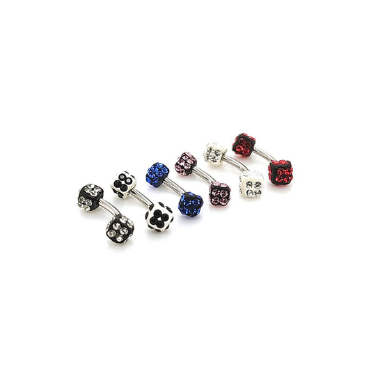 16G Acrylic Eyebrow-Dice Multi Stone