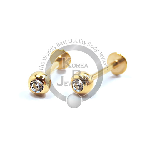 14G Gold Jeweled Labret-Gold Steel