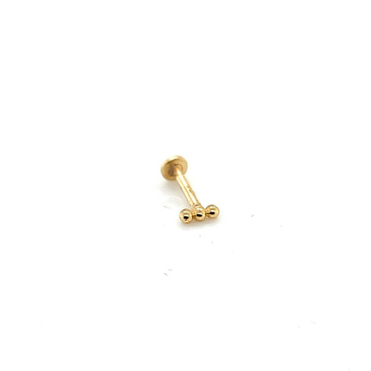 14K Gold- 18g 3 Ball Line Labret