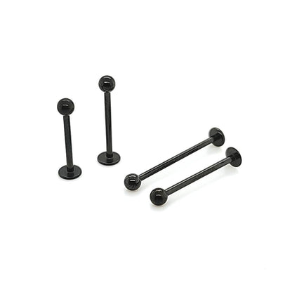 16G Labret, Long Shaft 3.0mm/4.0mm Ball-Black Steel