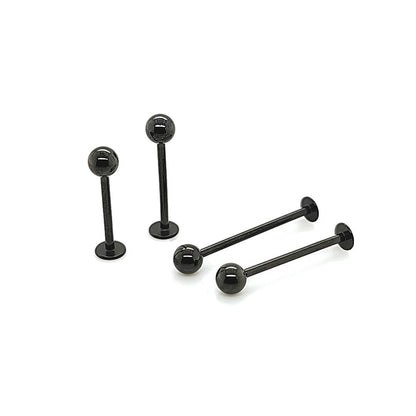 16G Labret, Long Shaft 3.0mm/4.0mm Ball-Black Steel