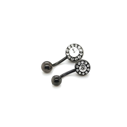 14G Belly Multi Jeweled-Black Steel