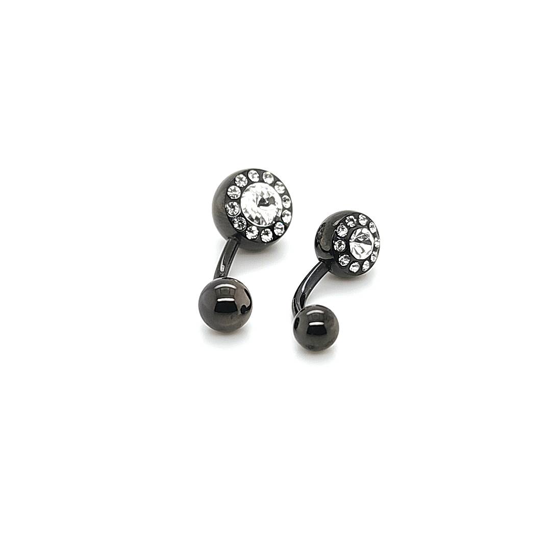 14G Belly Multi Jeweled-Black Steel