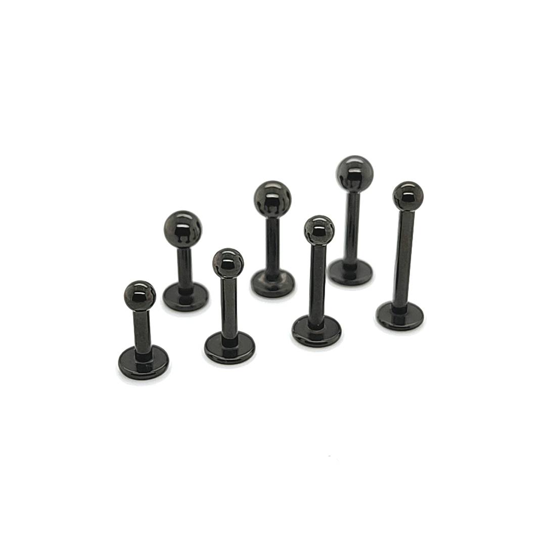 14G Labret-3mm/4mm Ball-Black Steel