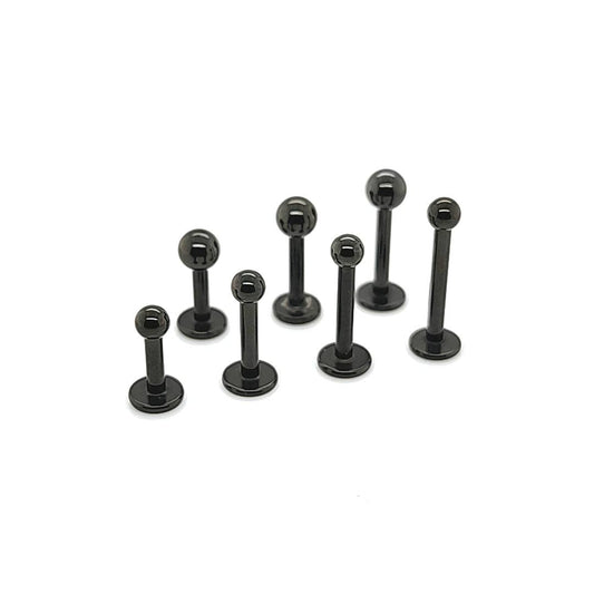 14G Labret-3mm/4mm Ball-Black Steel