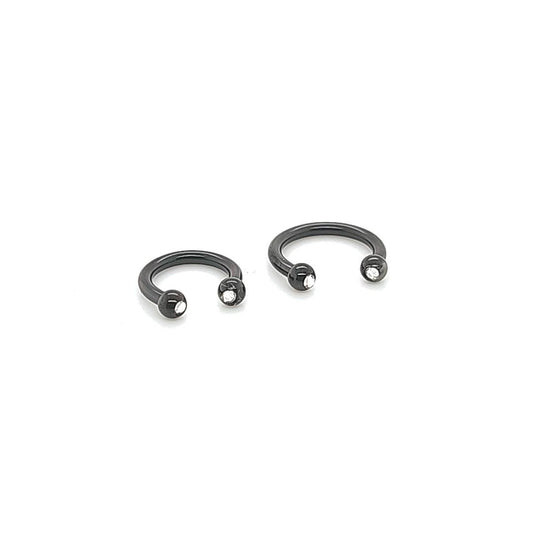 14G CBB Horseshoe, Jeweled Ball-Black Steel