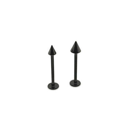 16G Long Labret, Cone-Black Steel