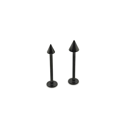 16G Long Labret, Cone-Black Steel