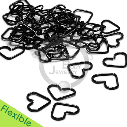 16G Heart Flexible Hoop-Black Steel