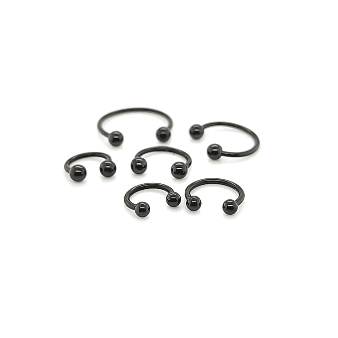 18G CBB Horseshoe, Ball-Black Steel