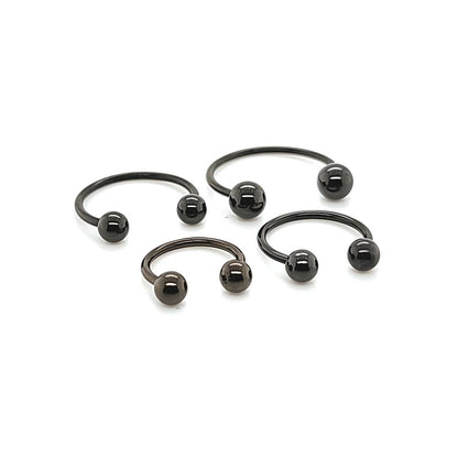 16G CBB Horseshoe, 4&5mm Ball-Black Steel