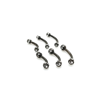 16G Eyebrow, Multi Stone Ball-Black Steel