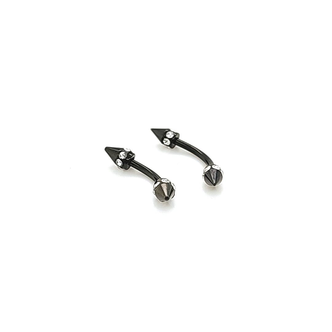 16G Eyebrow, Multi Stone Cone -Black Steel