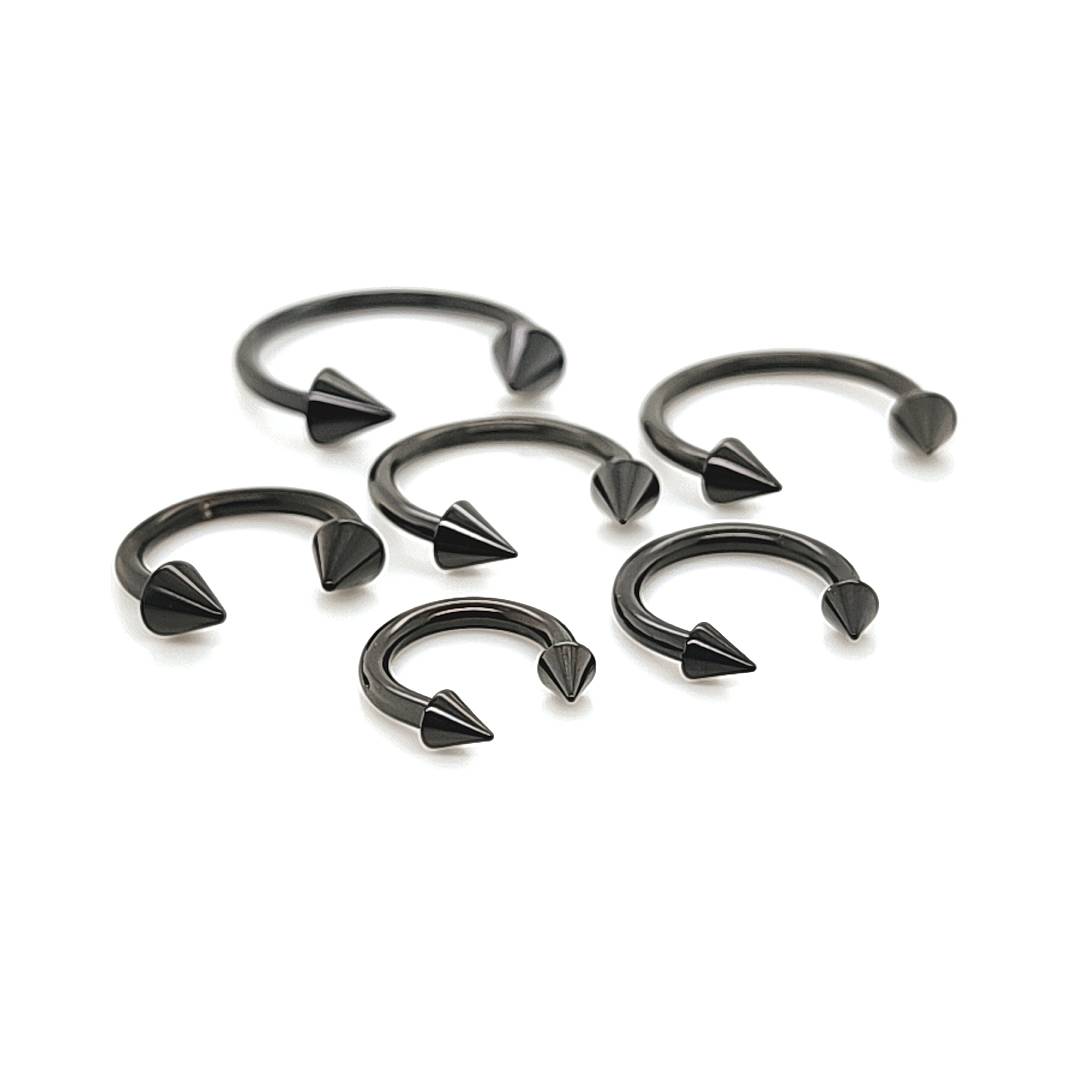 14G CBB Horseshoe, Cone-Black Steel