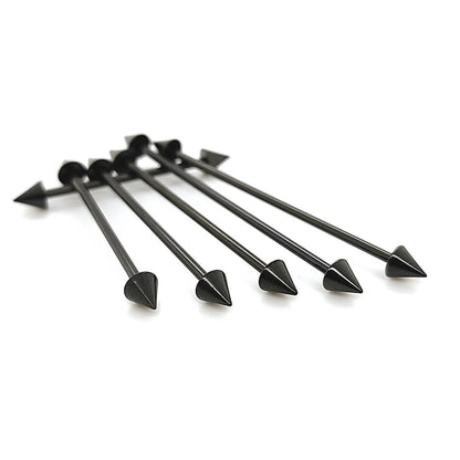 14G Industrial Barbell, Cone-Black Steel