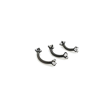 16G CZ Prong set Eyebrow-Black Steel