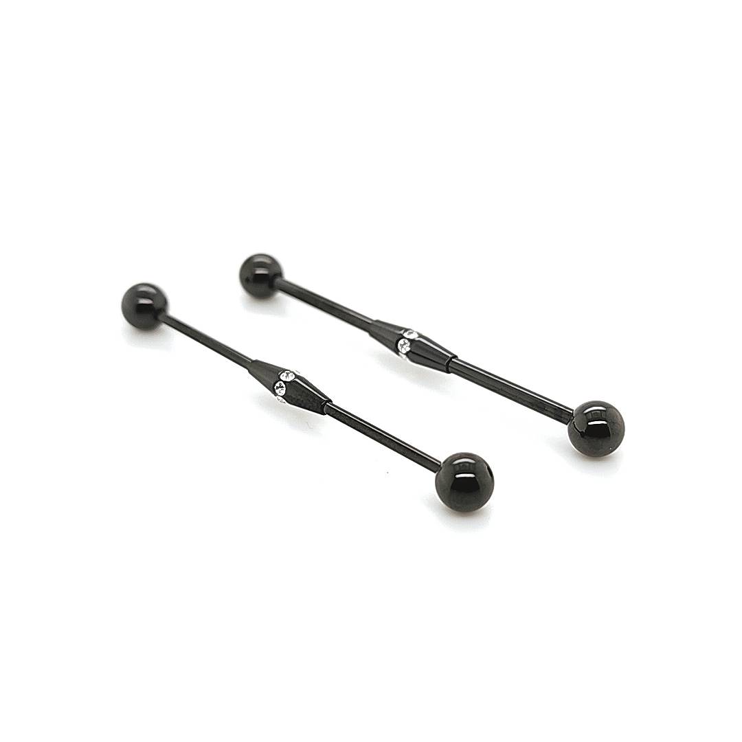 16G/14G Industrial Barbell- Multistone Center-Black Steel