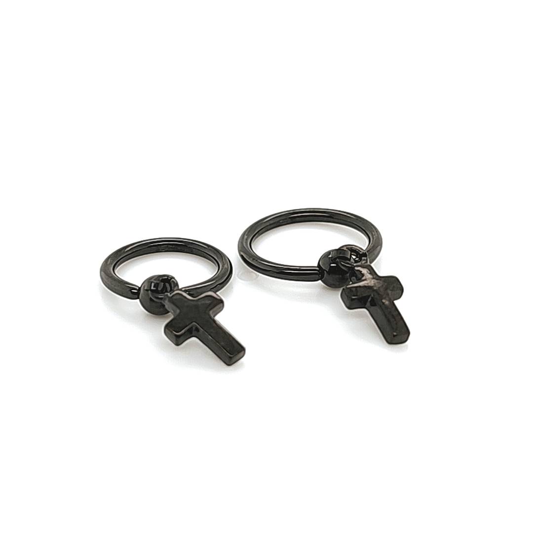 16G Cross Dangle BCR -Black Steel